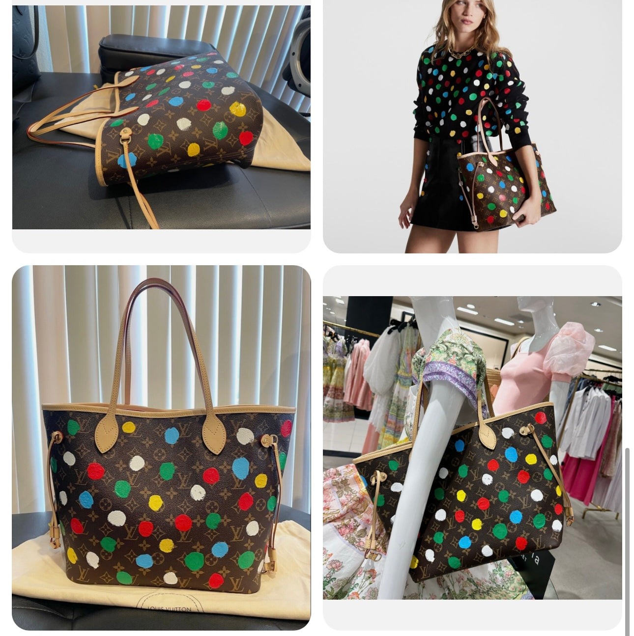 NWT Louis Vuitton Yayoi Kusama collab LV x YK Neverfull MM Tote Full Set