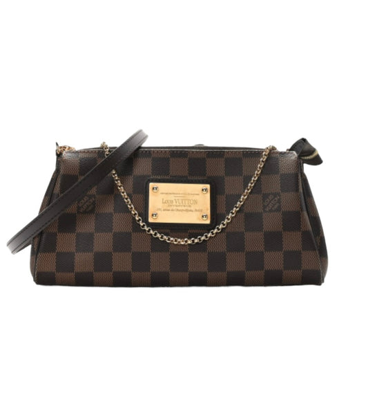 Eva Damier Chain Brown Canvas Shoulder Bag