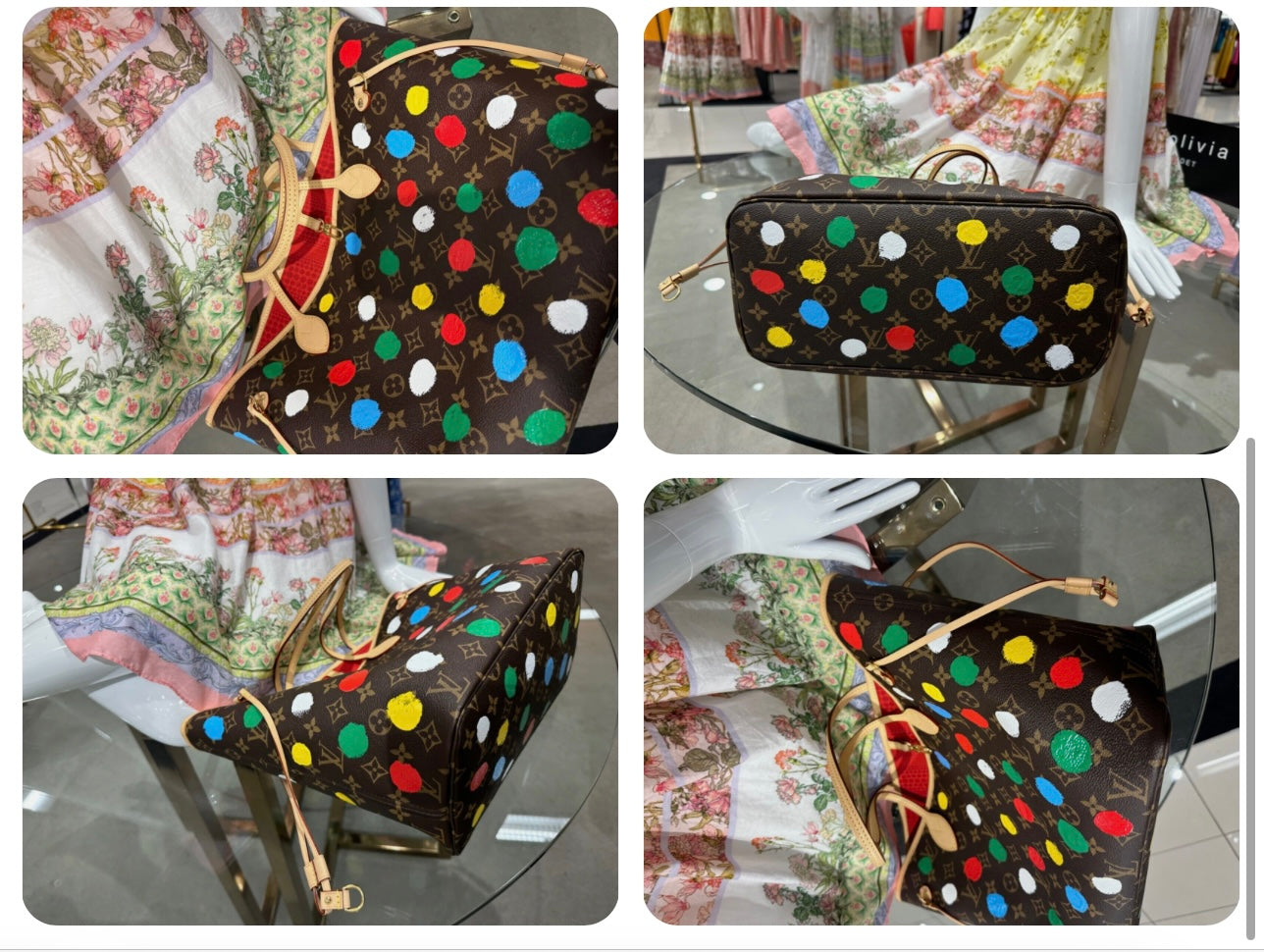 NWT Louis Vuitton Yayoi Kusama collab LV x YK Neverfull MM Tote Full Set