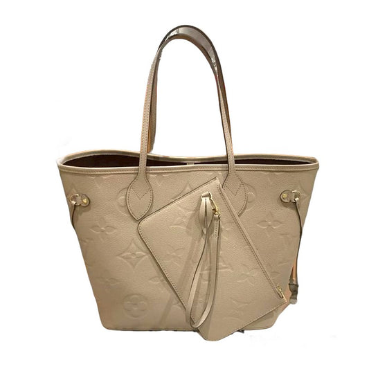 Neverfull Enpreinte Mm Taupe Leather Shoulder Bag