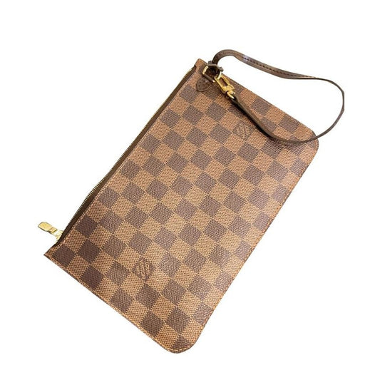 Neverfull Pouch Brown Canvas Wristlet