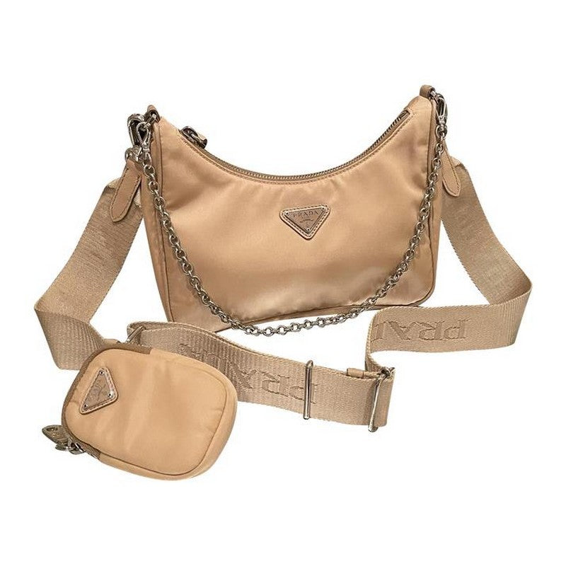 Prada Leather Cross Body Bag Nude Gold Re-Edition 2005 Saffiano