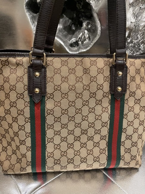 Gucci Tote Brown Canvas Shoulder Bag