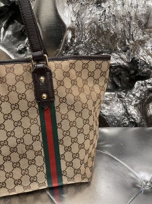 Gucci Tote Brown Canvas Shoulder Bag