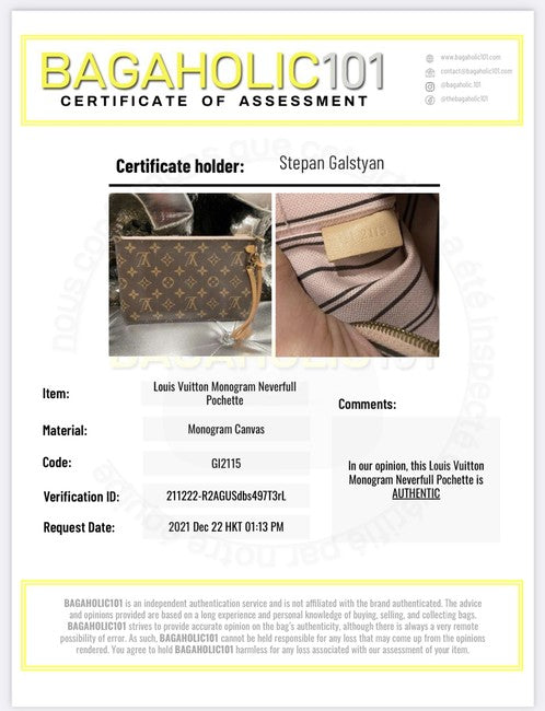 Certificate of Authenticity (Regular Item) – Bagaholic